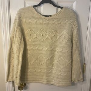 Vintage Cream Knit Sweater (Size S)